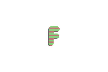 Alphabet letter F on a white isolated background. Top view, flat lay