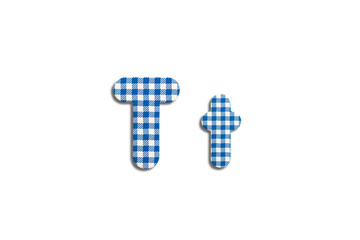 Alphabet letter T on a white isolated background. Top view, flat lay