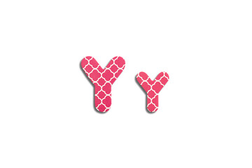 Alphabet letter Y on a white isolated background. Top view, flat lay