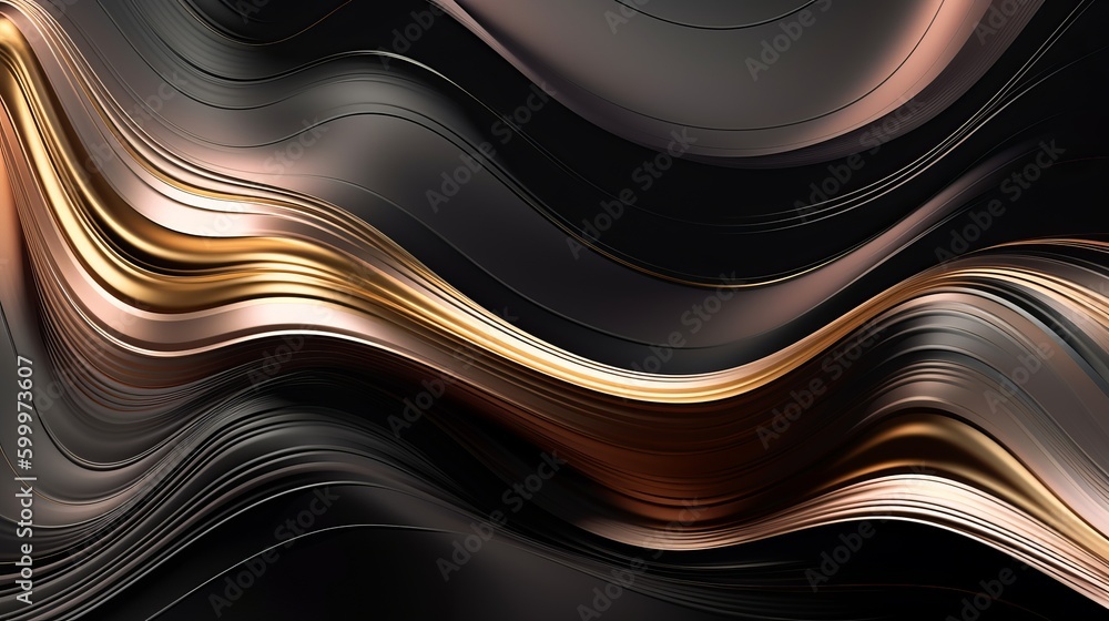 Poster metallic abstract wavy liquid background layout design tech innovation generative ai