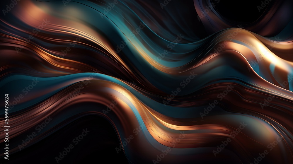 Poster metallic abstract wavy liquid background layout design tech innovation generative ai