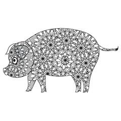 Animal mandala hand drawn coloring pages illustration for kids and book Vector design