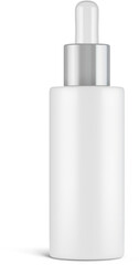 White Glass Cosmetic Dropper Bottle Isolated 3D Rendering