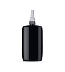 Clear Solid Black Plastic Rectangular Cosmetic Bottle With Lond Dropper 3D Rendering