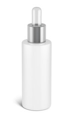 White Glass Cosmetic Dropper Bottle Isolated 3D Rendering