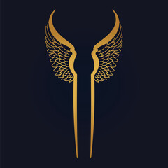 golden feather wings vector	
