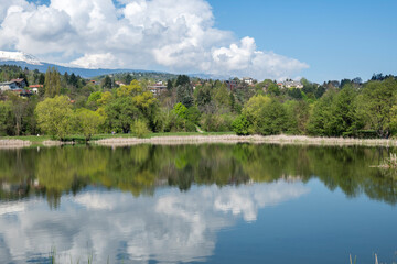 Fototapeta premium Spring Landscape of Pancharevo lake, Bulgaria
