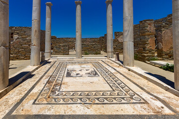 The "House of Dionysus" in the archaeological site of the "sacred" island of Delos. Cyclades, Greece. © YiannisMantas