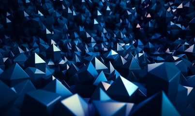 Geometric 3d backdrop of sharp figures in blue color. Generative AI.