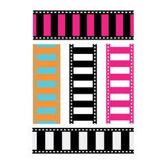 Obraz premium Photo film strip warp vector image. Cinema strip templates negative and strip media vector image