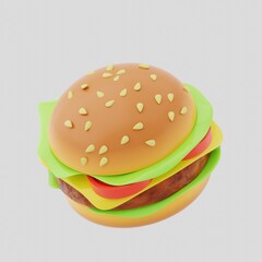 3d burger icon.Web design. 3d render