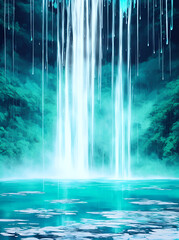 Waterfall splash paint. AI generated illustration