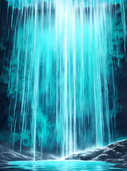 Waterfall splash paint. AI generated illustration