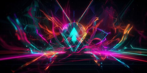 Obraz premium Abstract neon background, generative AI