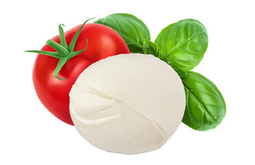 Mozzarella cheese isolated on white background with  full depth of field