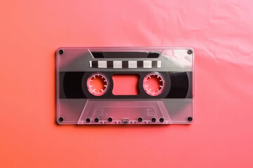 Obraz premium Retro cassette tape on pink background