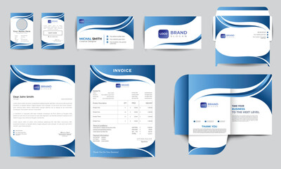 Modern and creative Business stationery template vector format, stationary, invoice, letterhead, business cards, identity, minimal template stationery design.