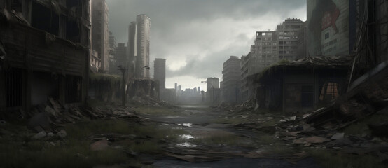 the end of the world destroyed city apocalypse landscape concept background