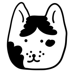 linear black and white cat portrait in vector.doodle style object for design. avatar for social networks.isolated stylized cat.Collection of portraits of cats