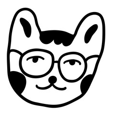 linear black and white cat portrait in vector.doodle style object for design. avatar for social networks.isolated stylized cat.Collection of portraits of cats