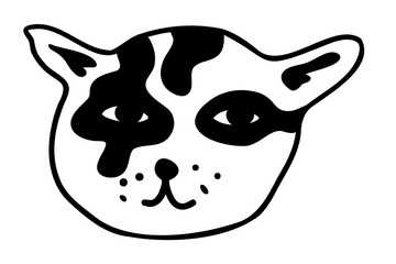 linear black and white cat portrait in vector.doodle style object for design. avatar for social networks.isolated stylized cat.Collection of portraits of cats