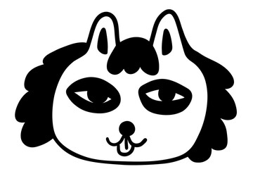 linear black and white cat portrait in vector.doodle style object for design. avatar for social networks.isolated stylized cat.Collection of portraits of cats