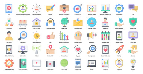 Digital Nomad Flat Iconset Freelancer Freelancing Color Icon Bundle