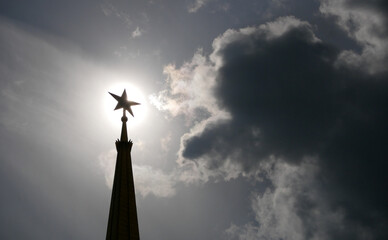 soviet star on a building covering the sun