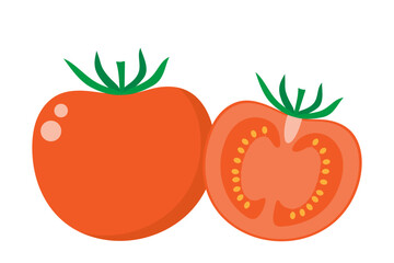 Ripe tomatoes on a white background.