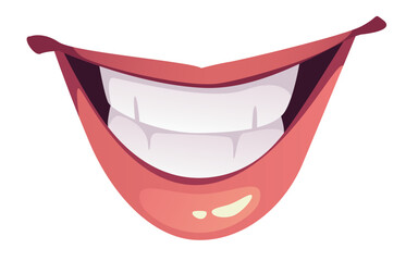 Mouth woman female lips smile isolated on white background concept. Vector graphic design illustration