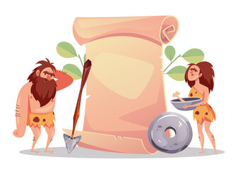 Archeology museum ancient parchment papyrus concept. Vector graphic design illustration