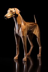 Fototapeta na wymiar AI-generated illustration of a Lurcher dog sculpted in wood. MidJourney.