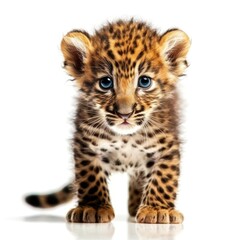 Baby Leopard isolated on white (generative AI)