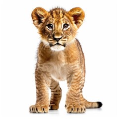 Obraz na płótnie Canvas Baby Lion isolated on white (generative AI)