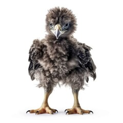 Baby Buzzard isolated on white (generative AI)