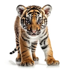 Fototapeta premium Baby Tiger isolated on white (generative AI)