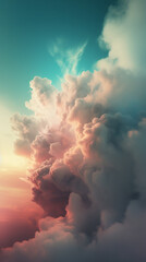 Naklejka premium Ravishing enchanting cloud background with beautiful teal blue sky and fluffy pink clouds
