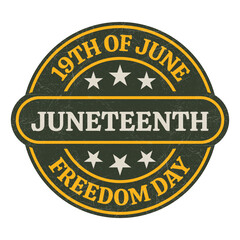 Juneteenth or June 19th Day Badge, Logo, Emblem, Seal, Sticker, Juneteenth National Freedom Day, Juneteenth Tshirt Design, Stamp, Rubber, Card, Vintage, Retro Design, Freedom Day 