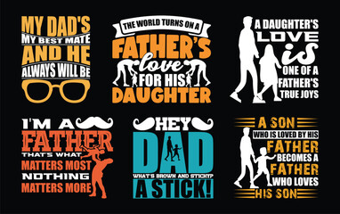 Father's Day T shirt Design Bundle, Quotes about Father's Day, Dad T shirt, Father typography T shirt design Collection