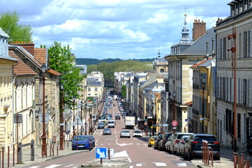 A nice view of a street of Versailles. Spring, France.