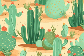 Background with cacti. AI generated image.	