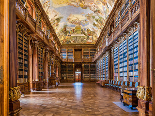 Historic library of Strahov Monastery, Prague, Czech Republic - obrazy, fototapety, plakaty