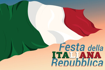 National holiday in Italy Republic Day 2 June banner - green, white, red, italian flag