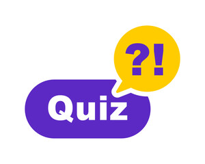 Quiz logo. Quiz time label with question mark. Quiz emblem for business, marketing and advertising. Vector illustration.