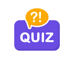 Quiz logo. Quiz time label with question mark. Quiz emblem for business, marketing and advertising. Vector illustration.