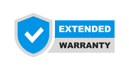 Extended warranty label. Warranty badge. Vector illustration. - obrazy, fototapety, plakaty