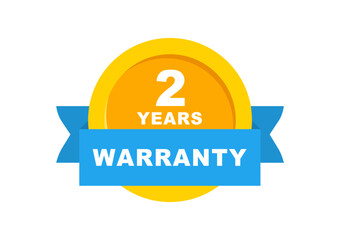 2 years warranty label. Warranty badge. Vector illustration.