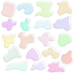 colored spots with a black stroke on a white background set of colorful stickers