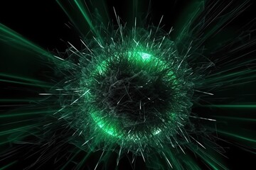 Network technology background futuristic tech green sphere background. Low poly wire made with generative AI