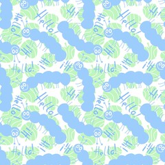 Cartoon summer animals seamless caterpillars and apples pattern for kids clothes print and packaging and wrapping